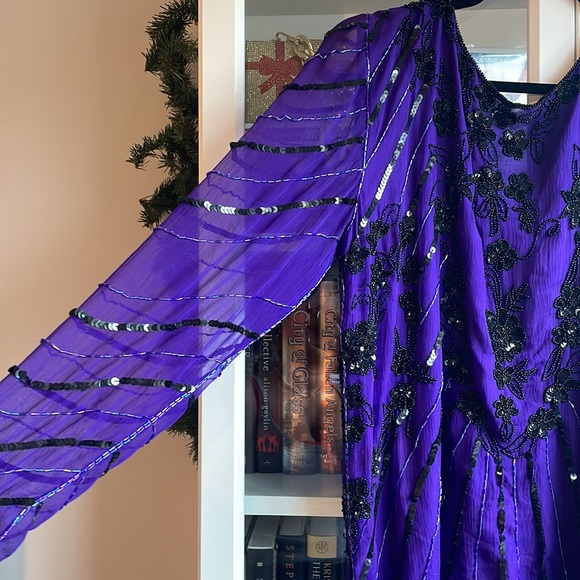 PURE SILK INDIGO EMBELLISHED TOP - Picture 3 of 13